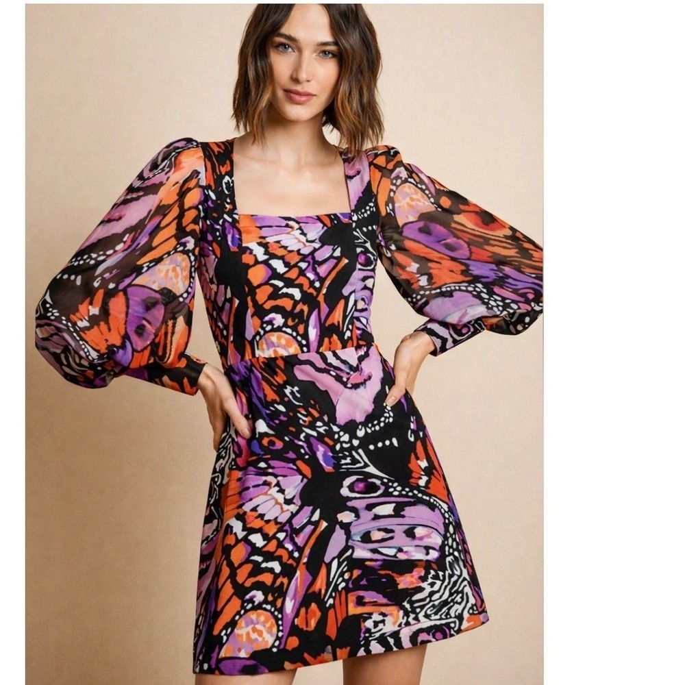 NWOT Anthropologie Hutch Elaine Mini Dress Colorful Abstract Print SZ 0
